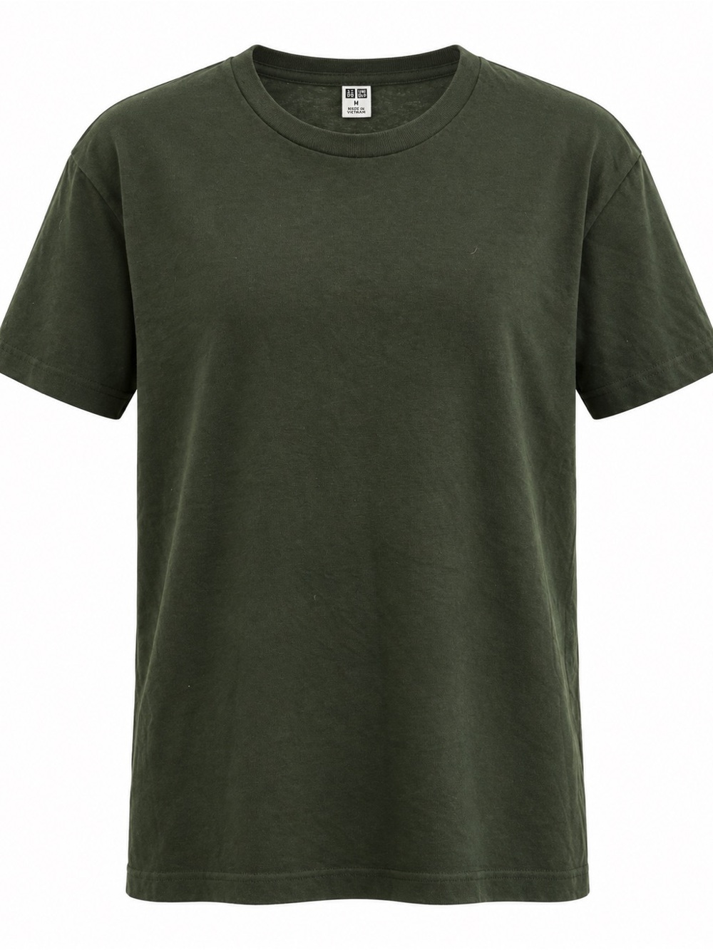 UNIQLO DRY Crew Neck Short Sleeve T-Shirt Dark Green M Cotton Blend